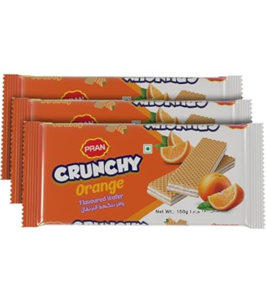 PRAN CREAMY ORANGE CRUNCH WAFER BISCUIT 150G